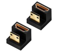 xruc 2PCS U Shape Mini HDMI to HDMI 8K Adapter, 90 Degree UP&Down Angle 8K Mini HDMI Male to Female Adapter, 48Gbps High Speed 2.1 Extender for Cameras Tablets Laptops HDTVs Projectors