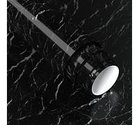 XRUIBZI Black Marble Wallpaper 90cmx500cm Sticky Back Plastic Worktop Vinyl Covering Black Kitchen Contact Paper Self Adhesive Waterproof Wall Paper for Kitchen Countertop Wall