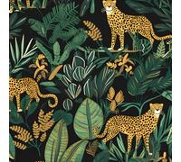 XRUIBZI Leopard Wallpaper Peel and Stick Jungle Animal Wallpaper Vinyl Wallpapers Tropical Contact Paper for Cabinets Waterproof Self Adhesive Wall Paper for Kitchen Countertop Wall 44.5cmx300cm