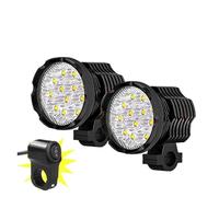 XRUKGUO For Motorcycle Fog Lights Additional Spotlights LED Light 12-80V Long High/Flash Farol Auxiliary Headlights Motorcycle Headlight Front(2pieces lamp and Switch)