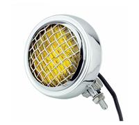 XRUKGUO Motorcycle Head Lamp Light Kit 4.5" Vintage Headlight Sealed Beam Grill Guard Headlamp Retro Fog Light Auxiliary Lamp For Cafe Racer Scrambler Chopper(Grill Chrome Yellow)