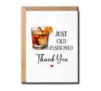 XRVDesignLab Just Old Fashioned Thank You Card - Whiskey Cocktail Glass - Funny Greeting Card - Funny Pun Appreciation - Gift For Friends And Coworkers