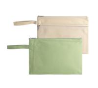 XRVRILE Pack of 2 A5 Document Bags, Small Organiser Waterproof Storage Bag with Handle, 1 Single and 1 Double Zip Briefcase in Green and Khaki for Office, School and Travel