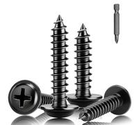 XRXYMQ 200 Pcs Black Screws M3x20 mm Self Tapping Screws Pan Flat Head With Washer Galvanised Modified Truss Black Self Tapping for Metal Plasterboard Wood Plastic