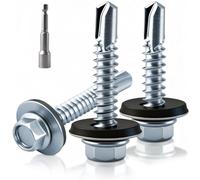 XRXYMQ 45 PCS Self Tapping Screws Metal 5.5 x 50 mm with Rubber Sealing Washer Self Drilling Screws Roofing Screws with Hex Socket for Home Repairs