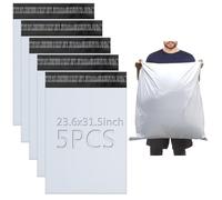 XRXYMQ 5 Pcs Large Postage Bags 23.62"×31.50" (60x80 cm) Large Parcel Bags Grey Mailing Bag Waterproof Shipping Bag Tear-Proof Self-Seal Vinted Shipping for Postage Delivery Parcels Clothes