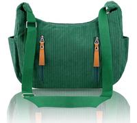 XRXYMQ Crossbody Bag Women's Cord Bag Adjustable Shoulder Bag Moon Bag Women's Casual Hobo Shoulder Bag Cord Half Moon Bag with Zip for School Work Travel Everyday, Green