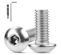 XRXYMQ M6 Bolts 50 Pcs Bolt M6 x 10 mm Hex Socket Button Head Screws Stainless Steel Bolts A2 Machine Screw for Home Furniture Wood Assembly Repair Industrial Electronic