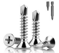 XRXYMQ Pack of 120 self-tapping screws, M4.8 x 32 mm, self-tapping screws, 410 stainless steel drilling screws, countersunk head, cross head, self-tapping screws, metal for DIY work