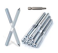 XRXYMQ Pack of 20 Hanger Bolts, M8 x 100 mm, Double Threaded Screws, Galvanised Hanger Bolt, M8 Wood Screws with Hex Part, Torx T25, Double-Sided Dowel Screws for Wood Construction Projects, Furniture
