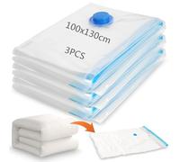 XRXYMQ XXL Vacuum Storage Bags for Clothes & Duvets 130 x 100 cm Extra Large Vacuum Mattress Storage Bag for Clothes and Mattresses Thick Clear Reusable Space-Saving 3 Pack