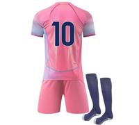 (XS(160-165CM)) Barca Pink Activewear Print #10 +Customized Player Name Fans Training T-Shirt Set For Kids And Adult