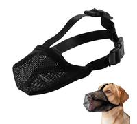 XS Black Dog Muzzle, Mouth Cover for Anti Biting, Adjustable Puppy Muzzles with Collar, Outdoor Safety Pet Training Muzzle, Soft Nylon with Storage Bag, Breathable Mesh for Anti-Barking