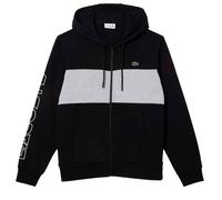 Lacoste Mens Colour Block Full Zip Hoodie - Black/Grey - Black/Grey - XS