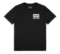 (XS, Black) Oasis Live 25 Distressed Lockup Pocket T Shirt