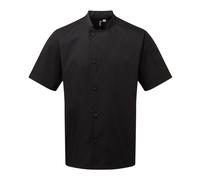 (XS, Black) Premier Adults Unisex Essential Short Sleeve Chefs Jacket