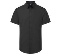 (XS, Black) Premier Mens Supreme Oxford Short-Sleeved Formal Shirt