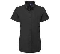 (XS, Black) Premier Womens/Ladies Supreme Oxford Short-Sleeved Formal Shirt