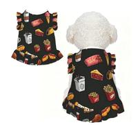 XS Cute Pet Breathable lace Chicken leg burger drink Print T-shirt