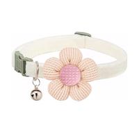 XS Dog Collar with Bell,Beige Flower Cat Collar with Bells Suede Girl Cute Fancy Puppy Collar with Bells for XXS XS Tiny Little Kitten Pet Female Dogs,Neck 8-12 Inch