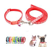 XS Dog Collar With Bell Leash Set, Nylon Basic Reflective Puppy Collars Paw Print For XXS Xs Small Cat Pet Animal Litter Tiny Kitten Boy Girls,Bright Green