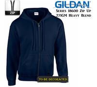 (XS) Gildan Navy Blue Zip Up Hoodie Heavy Blend Hooded Sweatshirt Sweater
