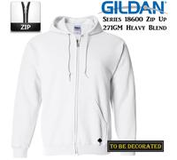 (XS) Gildan White Zip Up Hoodie Heavy Blend Basic Hooded Sweatshirt Sweater Men