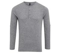 (XS, Grey Marl) Premier Mens Long John Roll Sleeve Tee