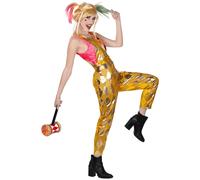 (XS) Harley Quinn Birds of Prey Women's Gold Jumpsuit