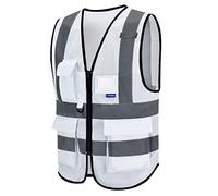 Xs hi vis jacket high viz Class 2 white hi vis Front High Visibility vest Hi Vis Executive Vest Waistcoat with Phone & ID Pockets