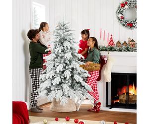 (XS) HOMCOM Christmas Tree with Flocked Realistic Tips, Hinged Xmas Tree