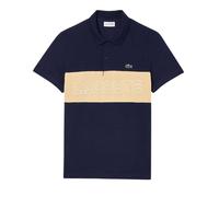 (XS, Navy/Beige) Lacoste Mens Colour Block Pique Stretch Polo Shirt