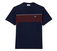 Lacoste Mens Colour Block Cotton T-Shirt - Navy/Red - XS - Navy/Red