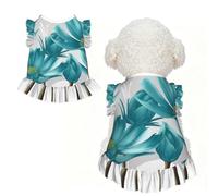 XS Pet Dog Breathable Teal Grey and White Floral Print Sleeveless T-Shirt