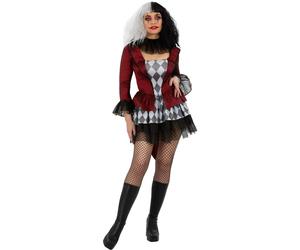 (XS, Red/Black) Smiffys Womens/Ladies Evil Jester Costume Set