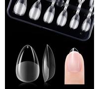 XS Short Almond Nail Tips - Soft Gel Nail Tips Almond Shaped Full Cover Gel X Nails Pre Etched for Extensions,PMMA Resin Clear Strong False Press on Nails 12 Sizes 120PCS