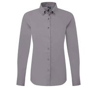 (XS, Steel) Premier Womens/Ladies Supreme Oxford Long-Sleeved Formal Shirt