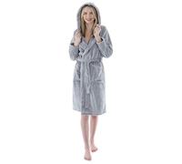 XS-Stock Autumn Faith Ladies Dove Grey Hooded Bathrobe Housecoat Dressing Gown Large