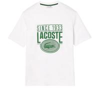 (XS, White) Lacoste Mens Printed Heavy Cotton Loose Fit T-Shirt