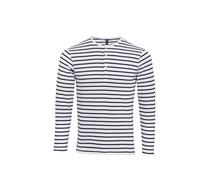 (XS, White/Navy) Premier Mens Long John Roll Sleeve T-Shirt