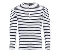 (XS, White/Navy) Premier Mens Long John Roll Sleeve Tee