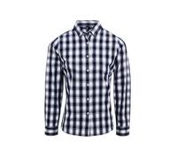 (XS, White/Navy) Premier Womens/Ladies Mulligan Checked Long-Sleeved Shirt