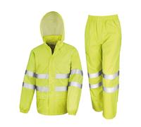 (XS, Yellow) SAFE-GUARD by Result Unisex Adult High-Vis Waterproof Jacket And Trousers Set