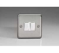 XS2W - Varlight - Classic - Matt Chrome - 2 Gang 2 Way 10A Light Switch - White Inserts