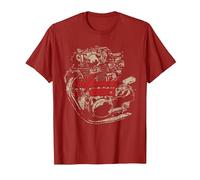 XS650 Special Motor Distressed Retro Design T-Shirt, Men, Cranberry Red, Large