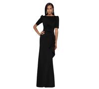 Xscape 3/4 Sleeve Long Scuba Dress with Side Ruching, Midnight, 20