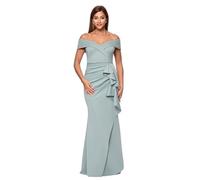 Xscape Women's Betsy & Adam Scuba Crepe and Organza Strapless Ruffle A-line Floor Length Dress Special Occasion, Sage, 14