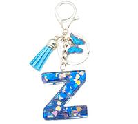 Xsclpomddy A-Z Initials Letter Keychain Blue with Tassel Butterfly Pendant for Wallet Backpack Handbags Women Girls,Letter Z
