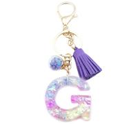 Xsclpomddy A-Z Initials Letter Keychain Crystal Pink with Tassel Pendant for Wallet Backpack Handbags Women,G