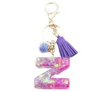 Xsclpomddy A-Z Initials Letter Keychain Crystal Pink with Tassel Pendant for Wallet Backpack Handbags Women,Z